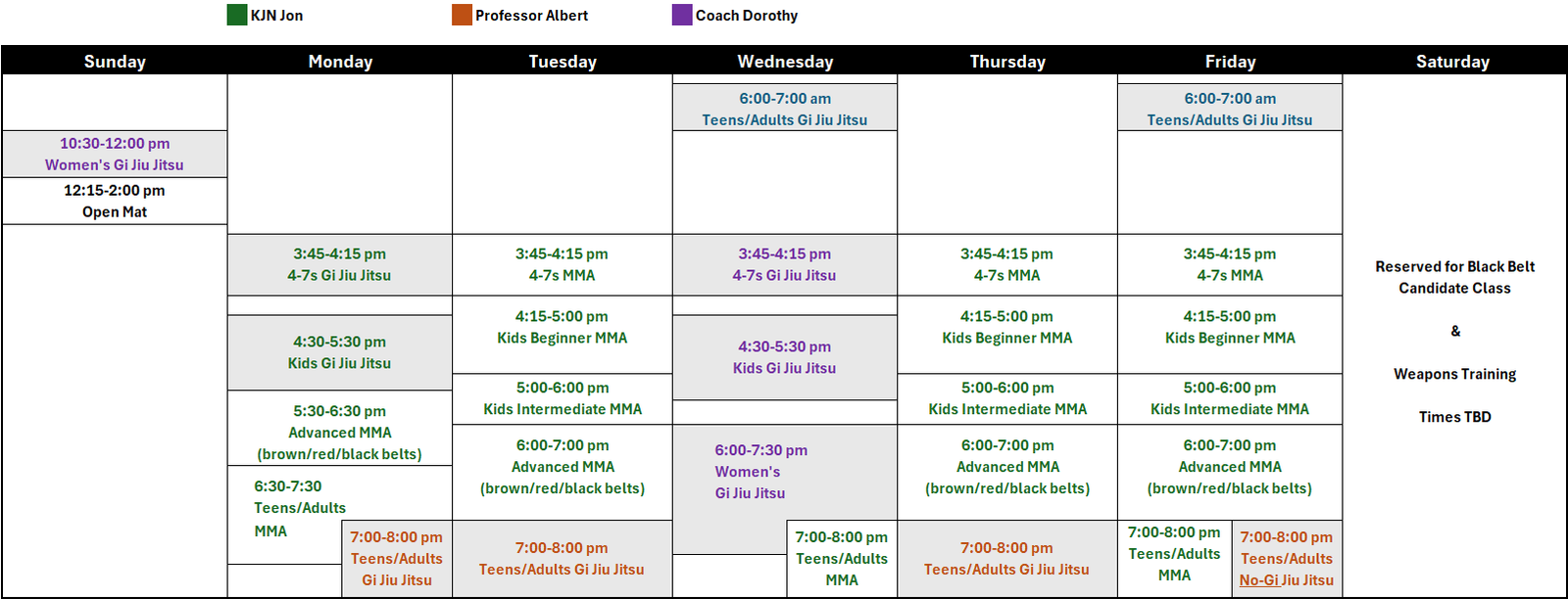 Ohana Schedule Effective 5-11-26